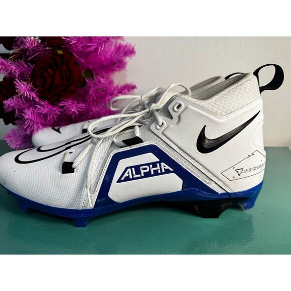 Nike Alpha Menace Pro 3 Football Cleats White/Blue Size 18 - Picture 3 of 6